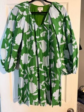 kate spade Green and White Floral Puff Sleeve Dress